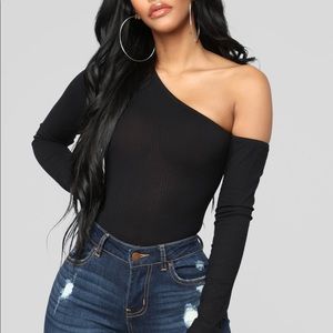 Black Off Shoulder long sleeve Bodysuit